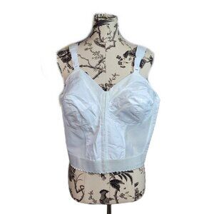 Vintage Adonna Size 44B White Front Hook Long Line Slimming Bra Cotton Blend